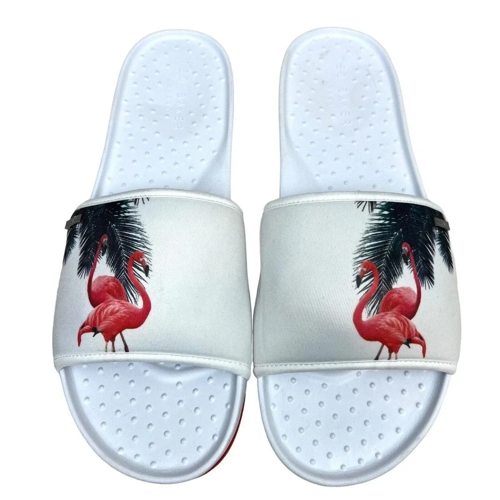 Ted Baker Sauldi 2 Slide Sandals Flamingo Print White Red Men Size‎ US13/EUR46